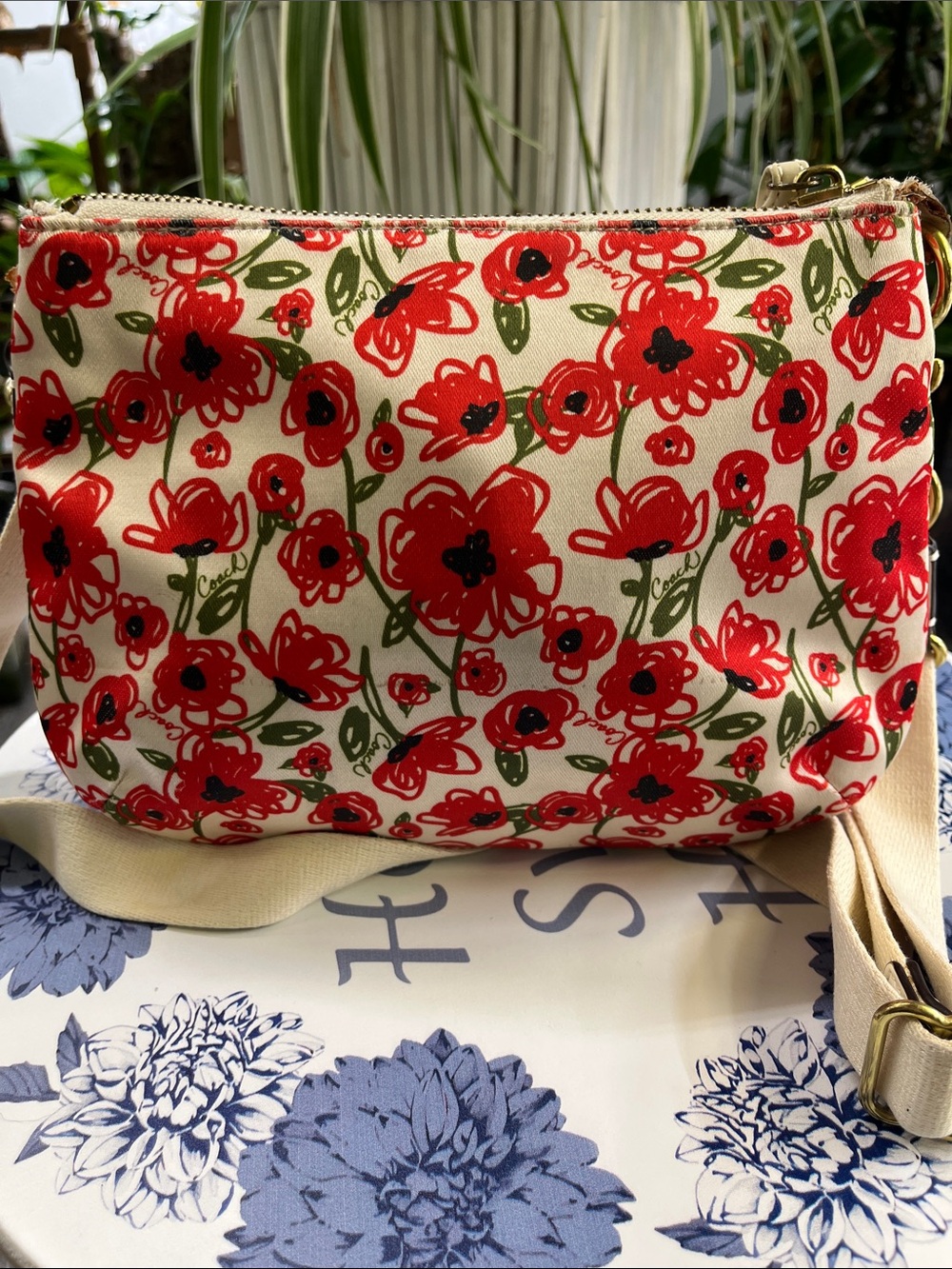 Coach Floral Crossbody Bag - Red Poppy Print - Picture 4 of 7